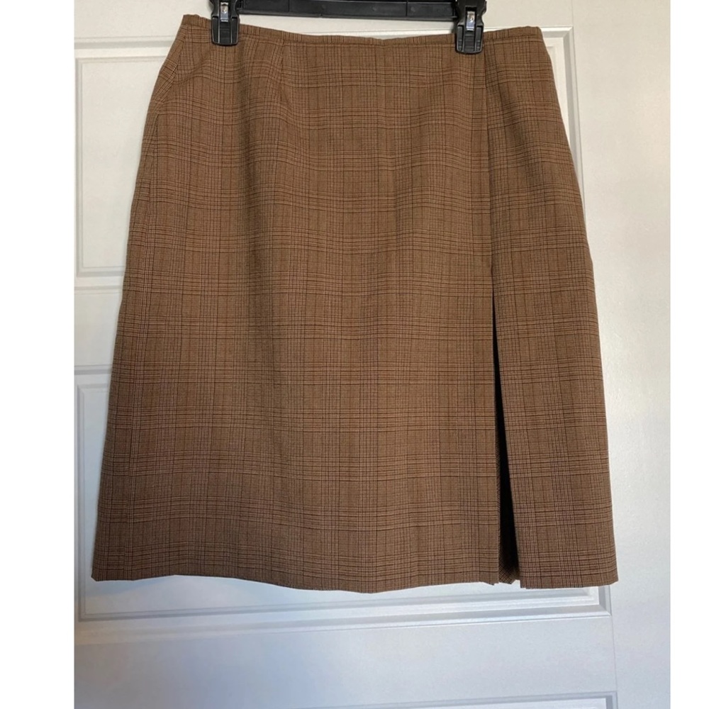 Casual corner brown plaid pencil business skirt 12